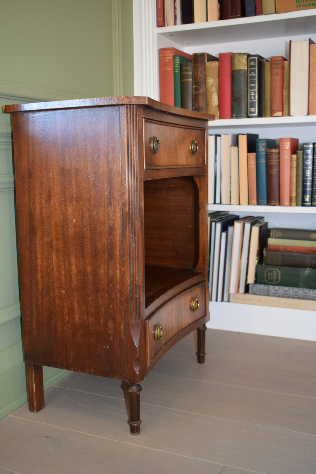 Bevan Funnell Georgian style crossbanded and concave bedside cabinet