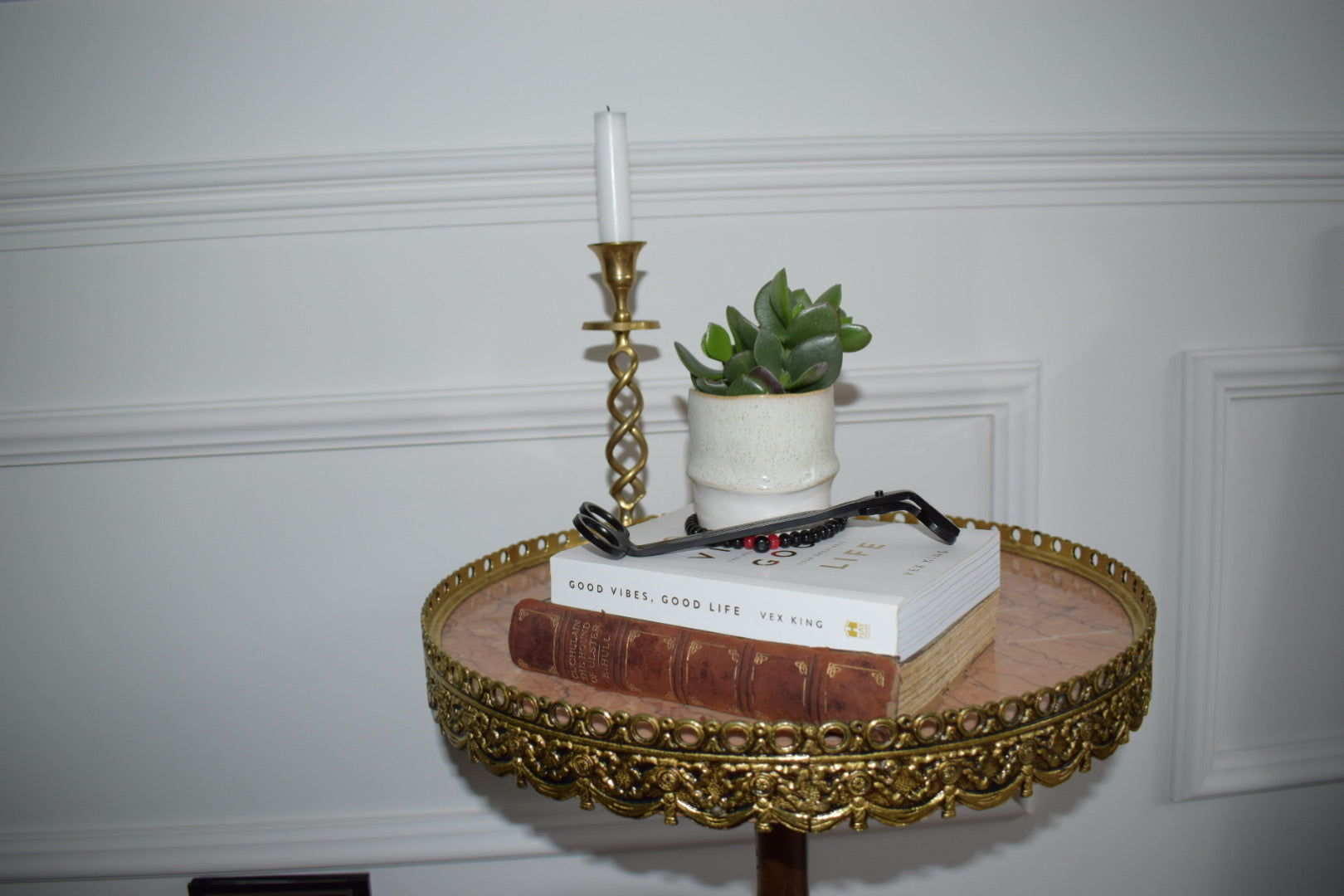 Antique French Style Mahogany Marble Top Side table