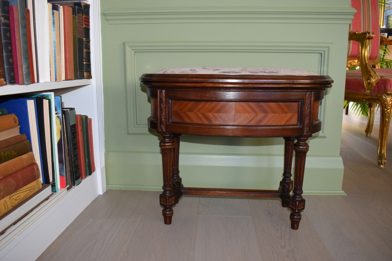 19th Century French Oval Mahogany Stool