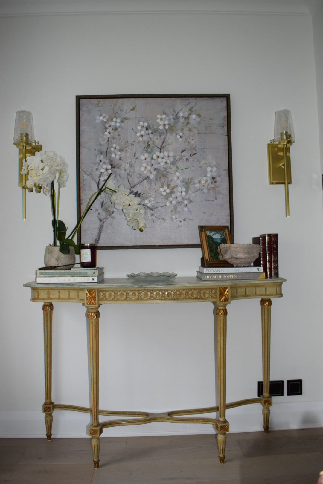 Louis XVI Tall Gilt Wood Marble Console Table