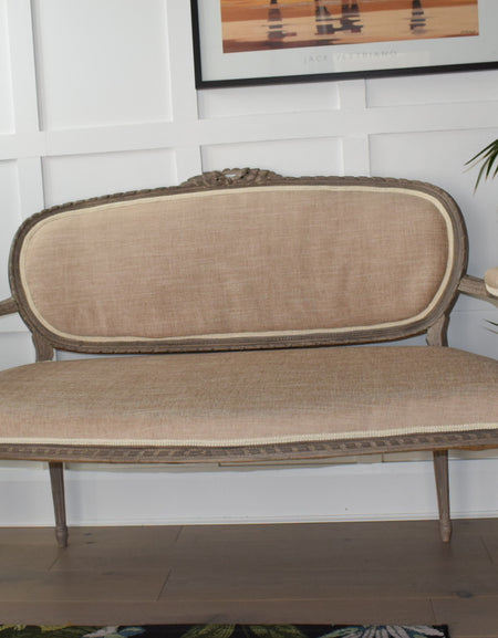 French Belle époque Settee In Louis XVI Style Reupholstered