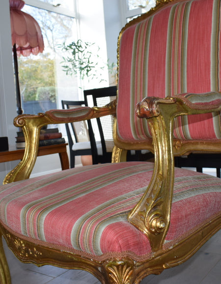 Louis XV 19th Century French Style Gilt Armchair