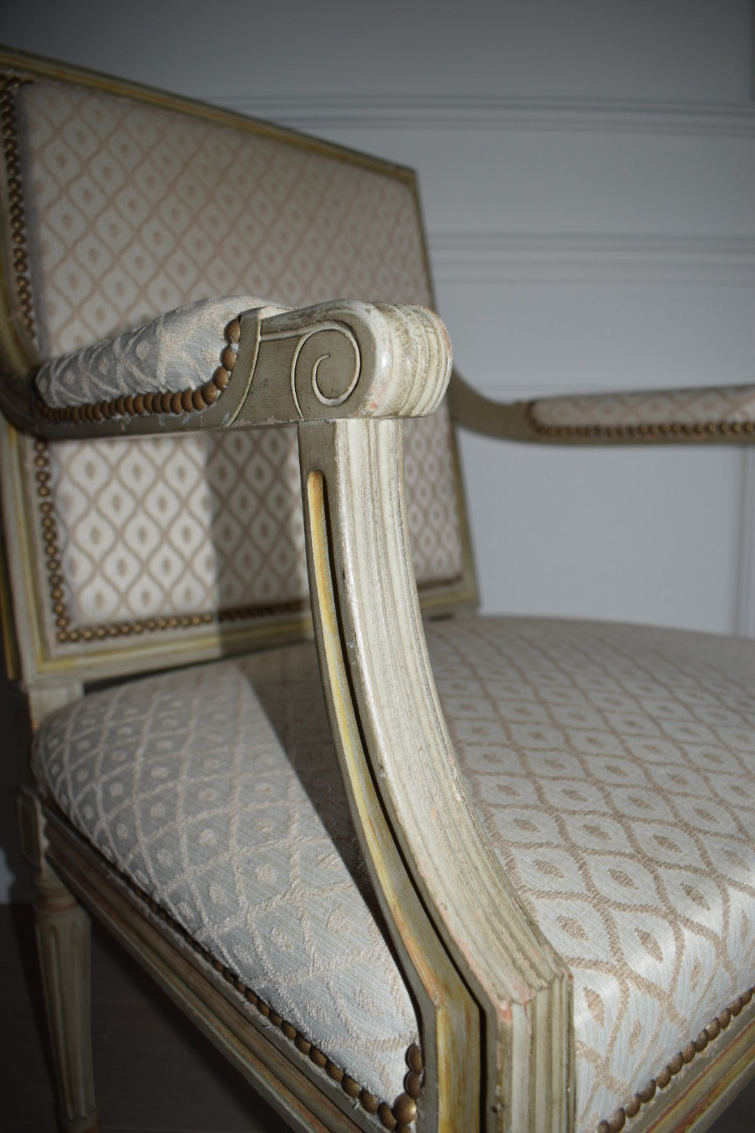 Louis XVI Painted and Upholstered armchair