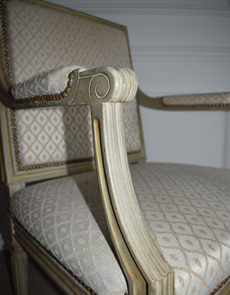 Louis XVI Painted and Upholstered armchair