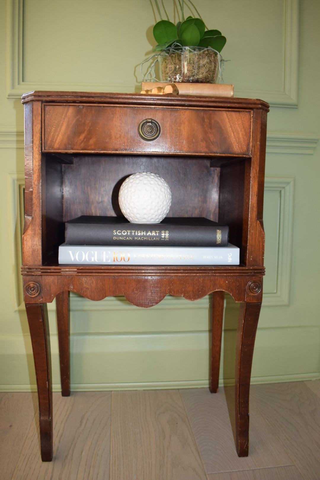 Bevan Funnell Georgian style scalloped bedside cabinet