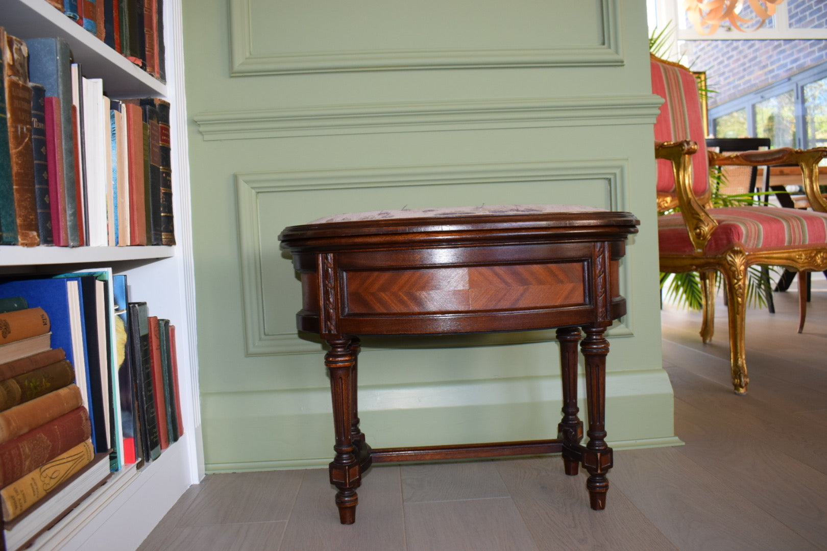 19th Century French Oval Mahogany Stool