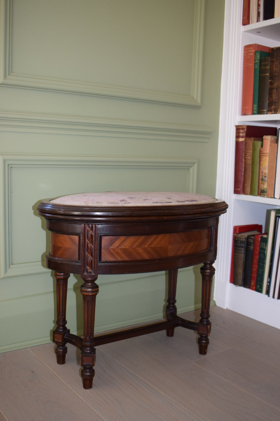 19th Century French Oval Mahogany Stool