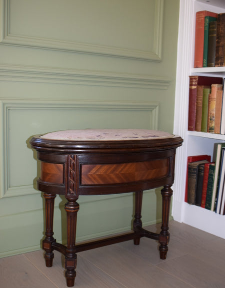 19th Century French Oval Mahogany Stool