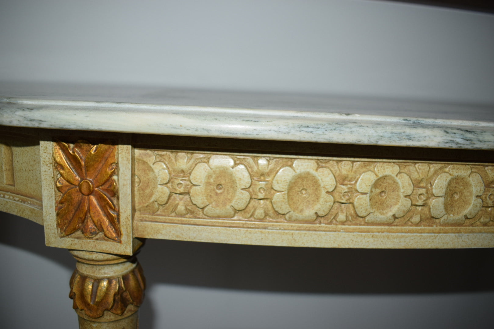 Louis XVI Tall Gilt Wood Marble Console Table