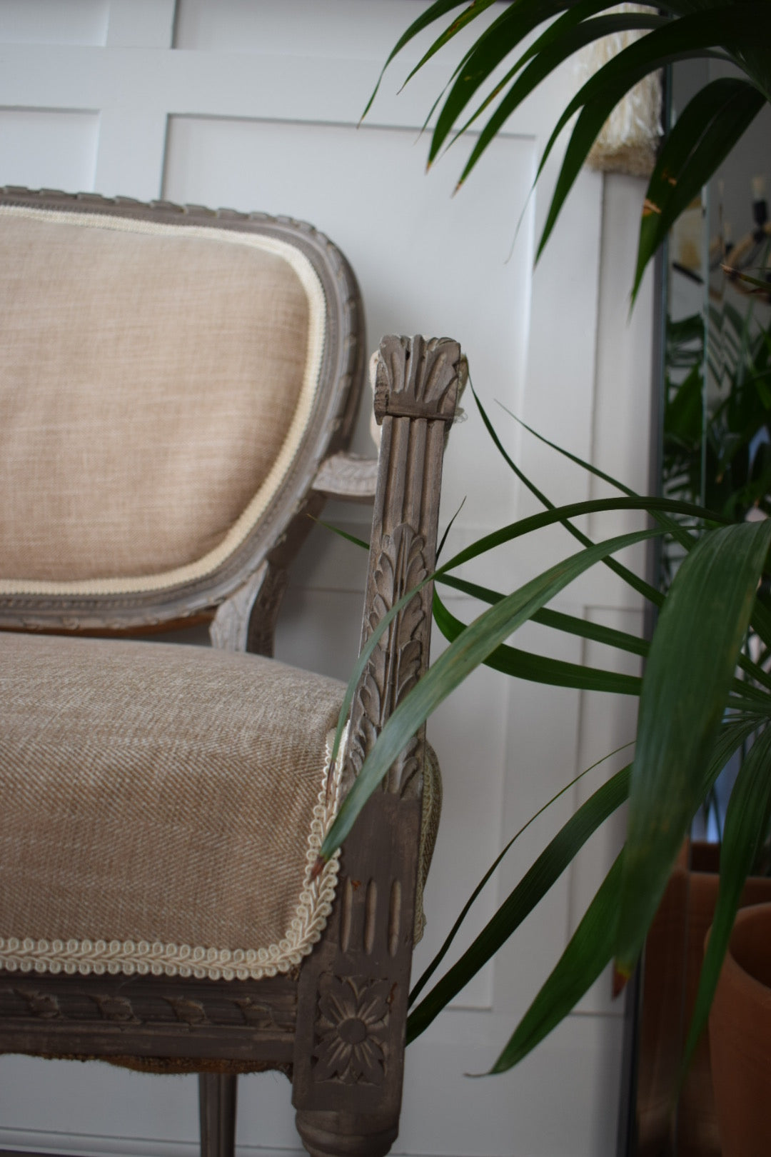 French Belle époque Settee In Louis XVI Style Reupholstered