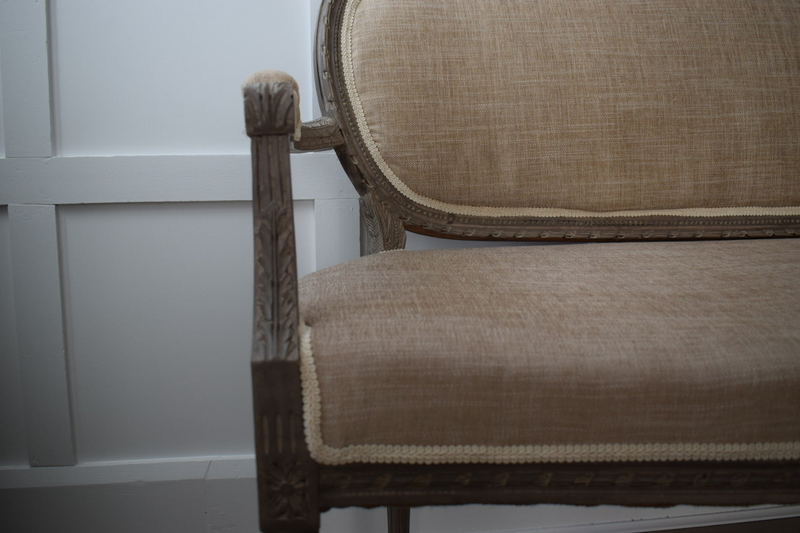 French Belle époque Settee In Louis XVI Style Reupholstered