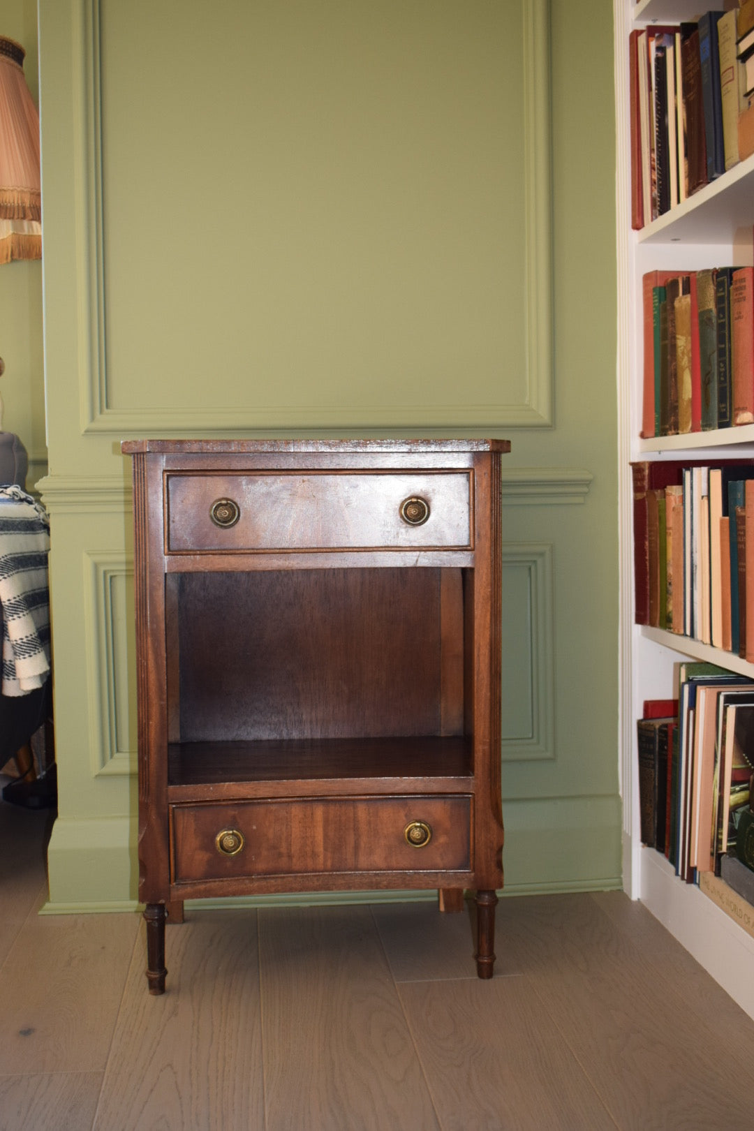 Bevan Funnell Georgian style crossbanded and concave bedside cabinet