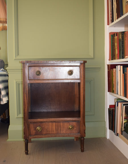 Bevan Funnell Georgian style crossbanded and concave bedside cabinet