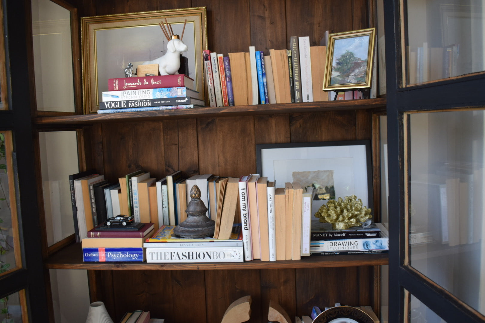 Large 19th Century French Black Painted Pine Bookcase