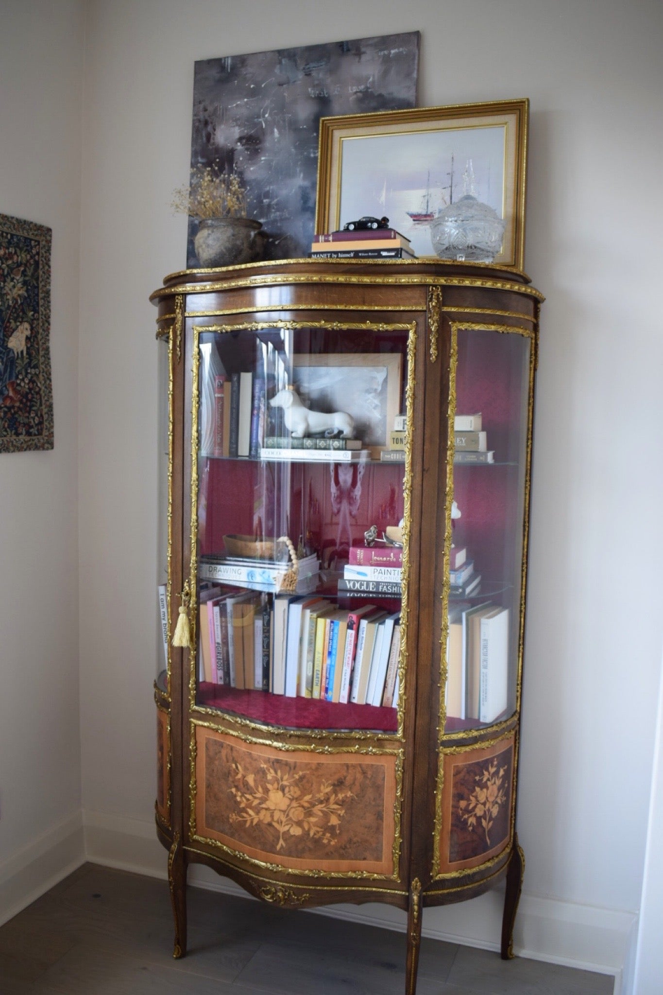 Antique French Louis XV Vitrine Glazed Display Cabinet