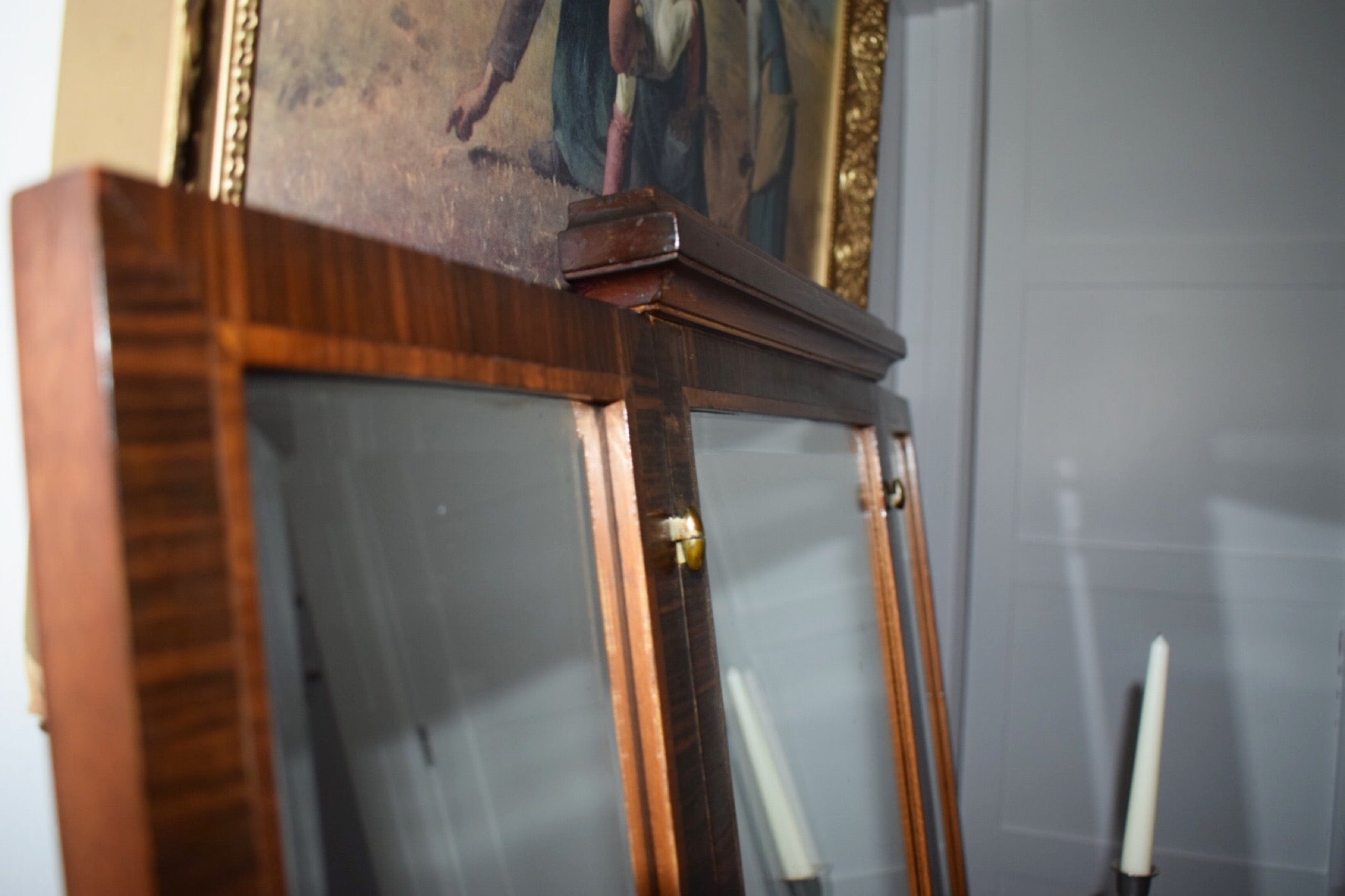 Elegant Antique French Mahogany Dressing Table With Built In Mirror