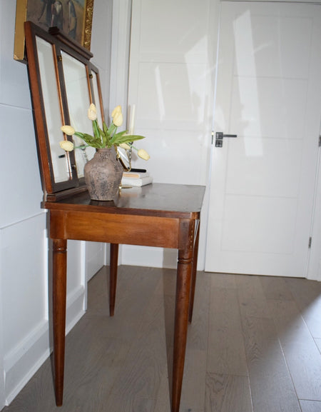 Elegant Antique French Mahogany Dressing Table With Built In Mirror